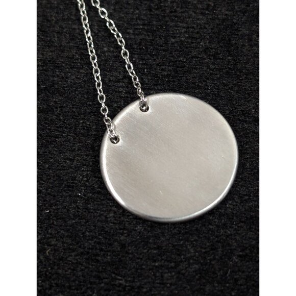 Keep Collective ENOUGH Silver Tone Brushed Round Disc Necklace 20 in Inspiration - Picture 10 of 11